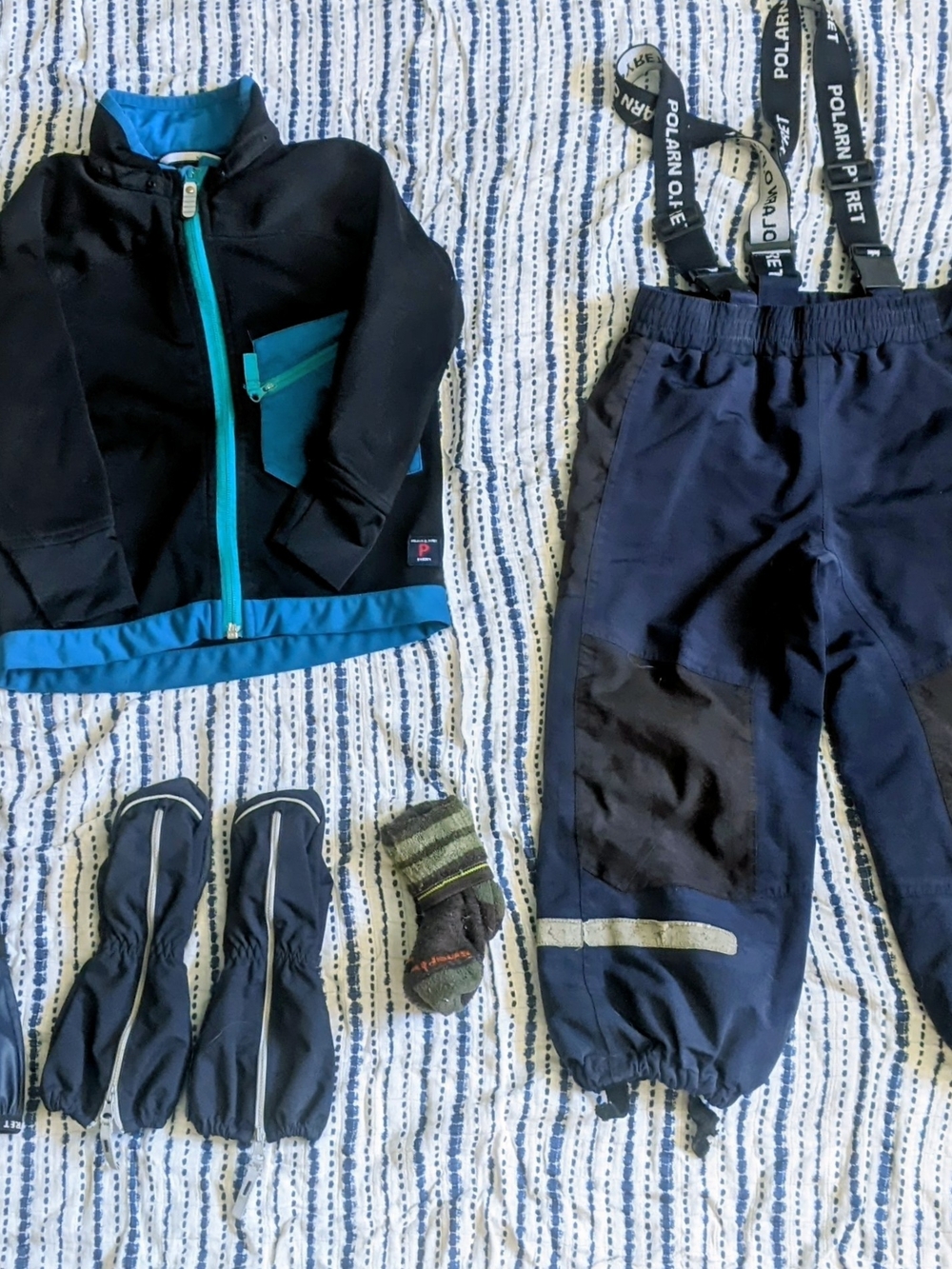 Polarn O. Pyret Rain Gear Set, Rainpants, Jacket, 2 Pair mittens & Wool Socks